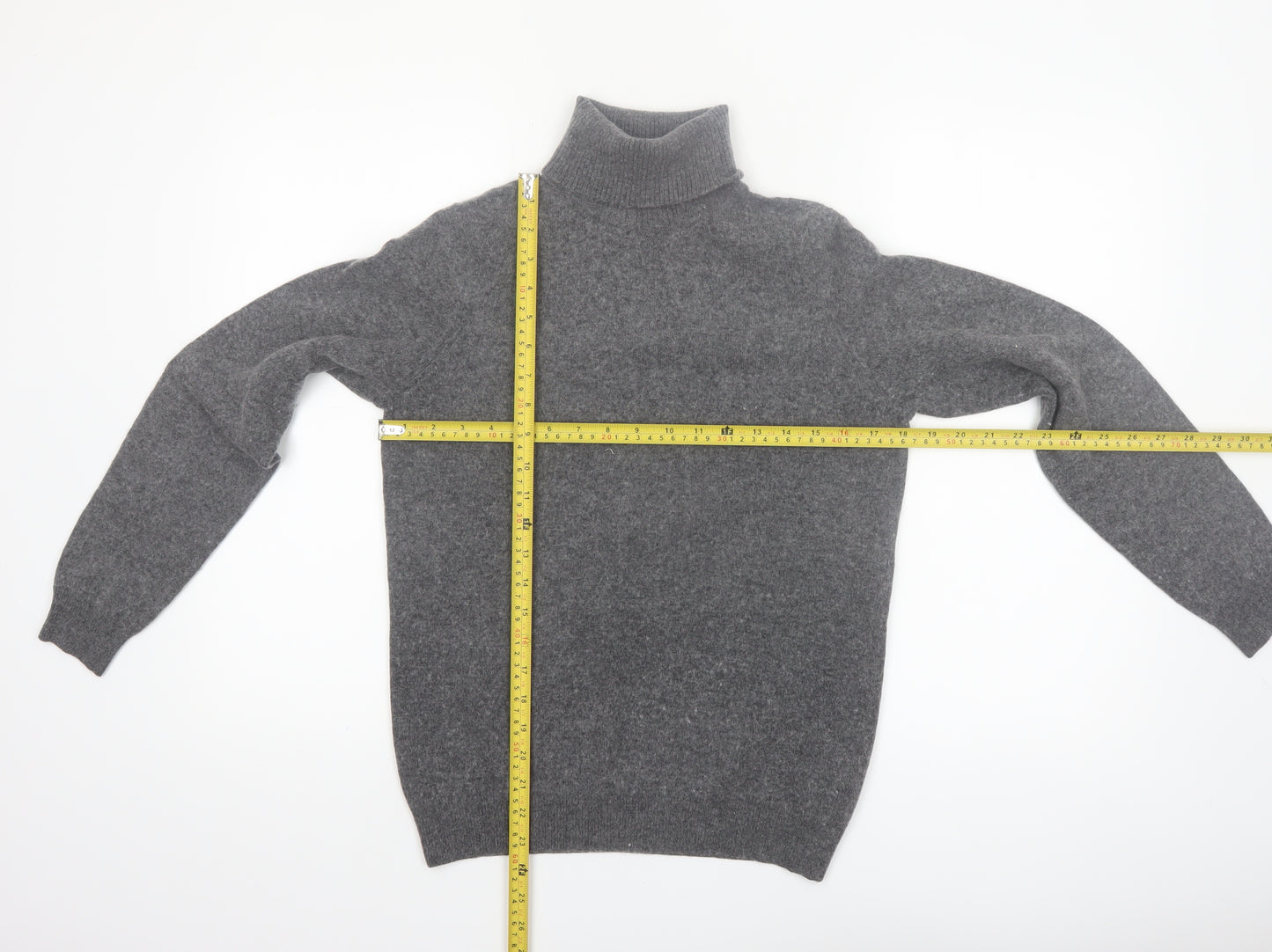 WoolOvers Women's Grey Roll Neck Merino Cashmere Jumper M