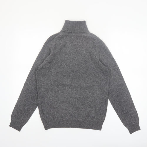 WoolOvers Women's Grey Roll Neck Merino Cashmere Jumper M
