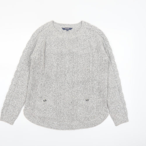 Maine New England Women's Grey Cable Knit Jumper Size 10
