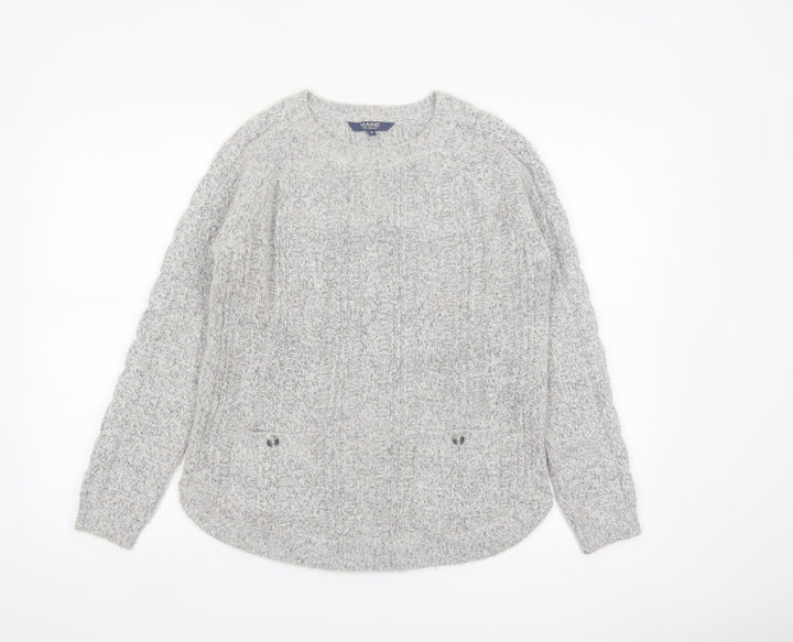 Maine New England Women's Grey Cable Knit Jumper Size 10
