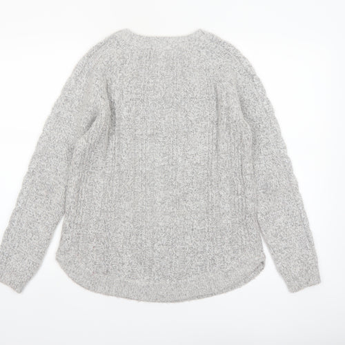 Maine New England Women's Grey Cable Knit Jumper Size 10
