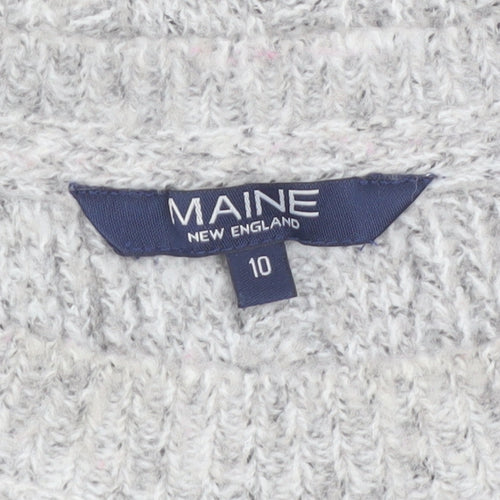 Maine New England Women's Grey Cable Knit Jumper Size 10