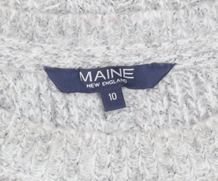 Maine New England Women's Grey Cable Knit Jumper Size 10