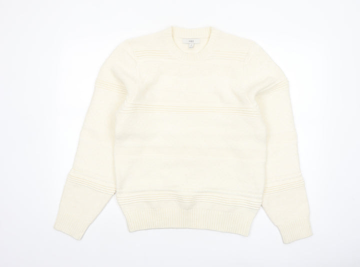 Marks and Spencer Men's Ivory Crew Neck Knit Jumper S Regular Fit