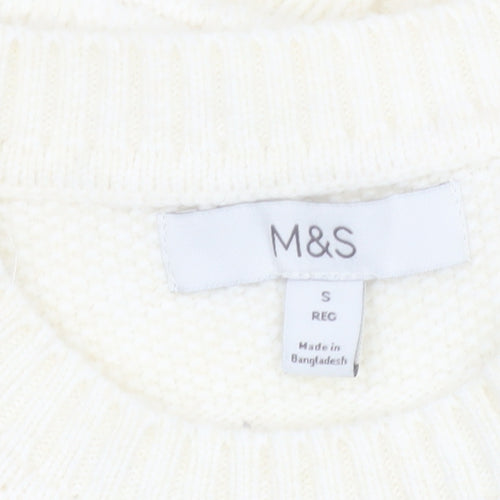 Marks and Spencer Men's Ivory Crew Neck Knit Jumper S Regular Fit
