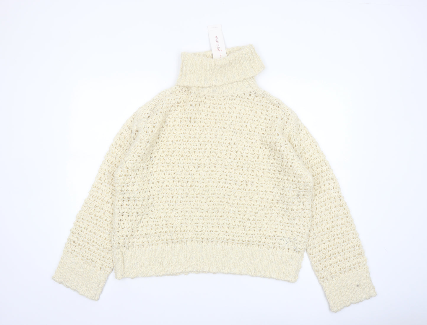 Marks and Spencer Per Una Women’s Ivory Roll Neck Chunky Knit Jumper M