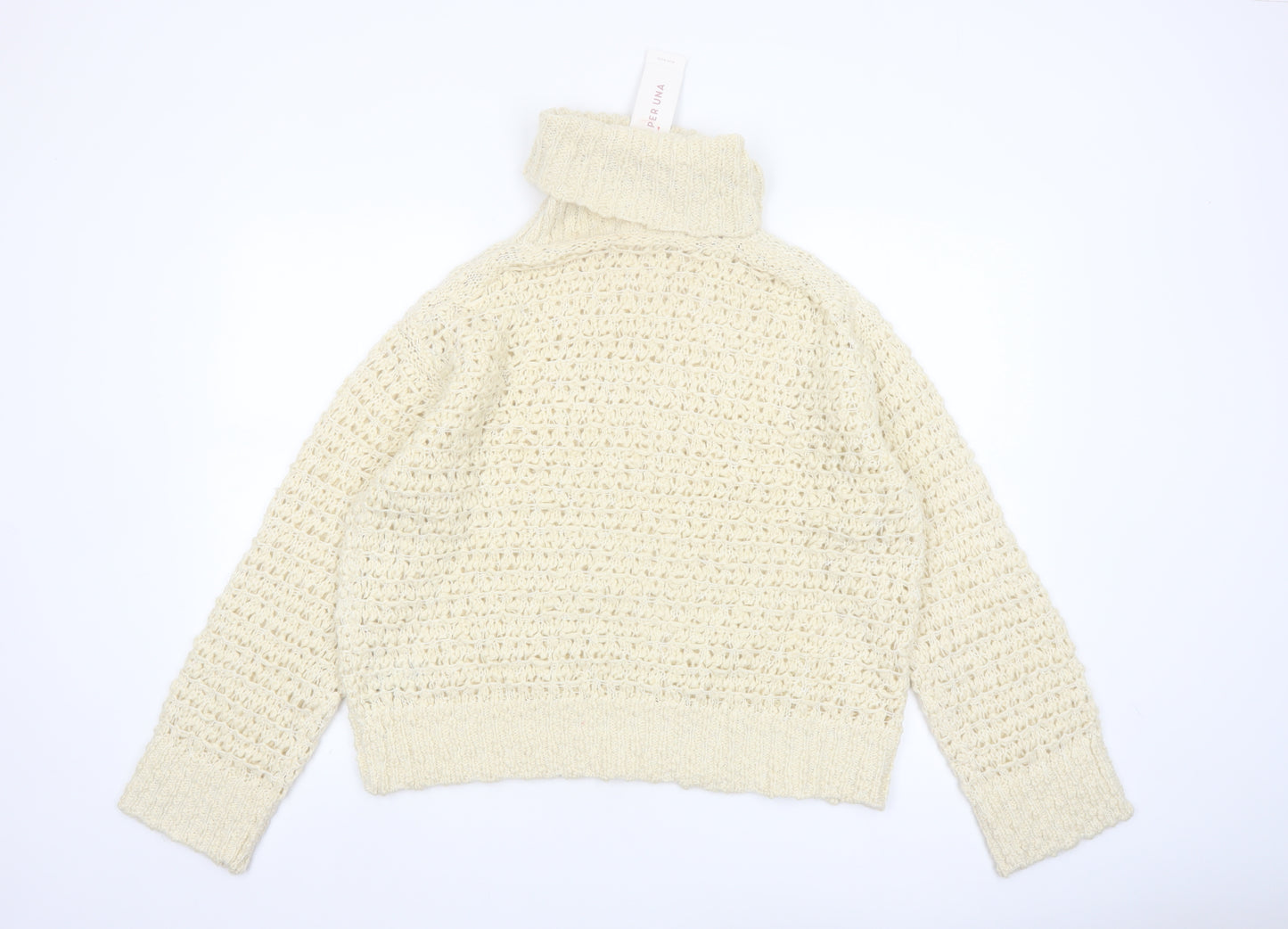 Marks and Spencer Per Una Women’s Ivory Roll Neck Chunky Knit Jumper M