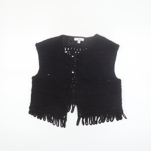 Marks and Spencer Womens Black Crochet Fringe Vest M