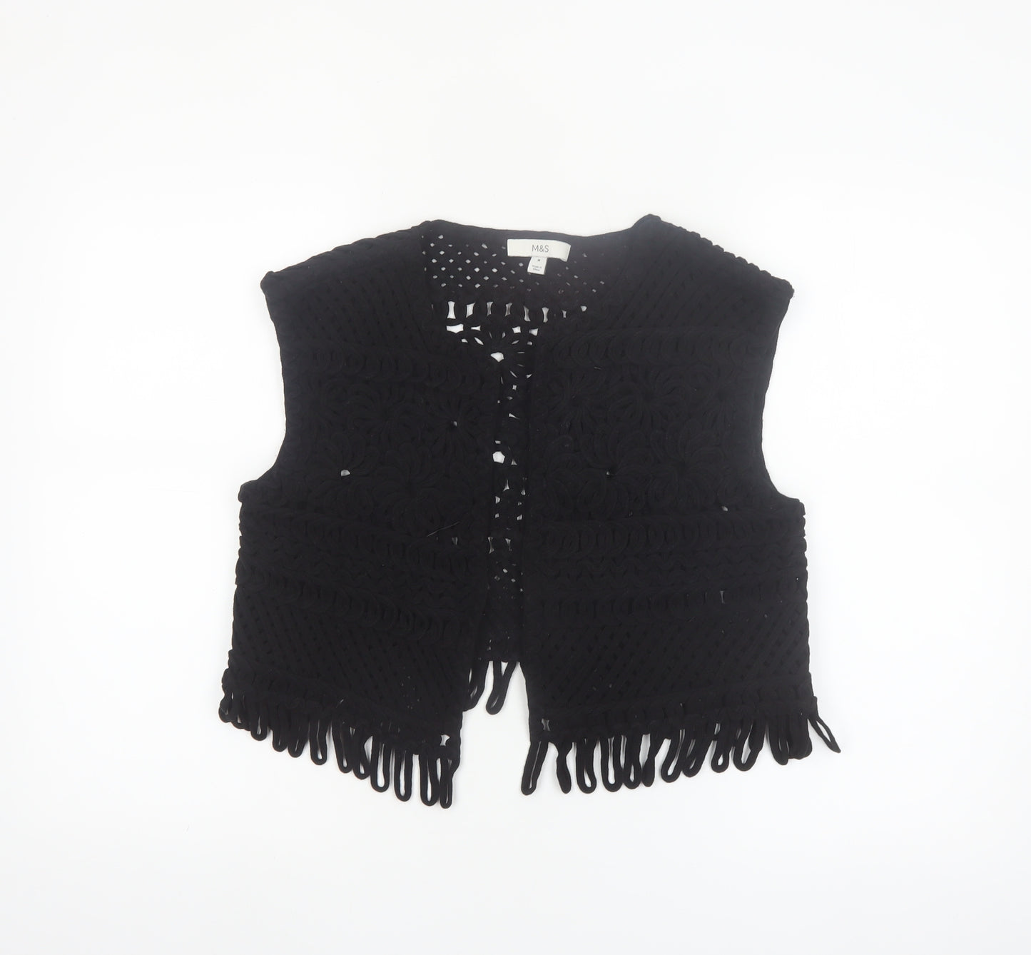 Marks and Spencer Womens Black Crochet Fringe Vest M