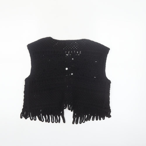 Marks and Spencer Womens Black Crochet Fringe Vest M