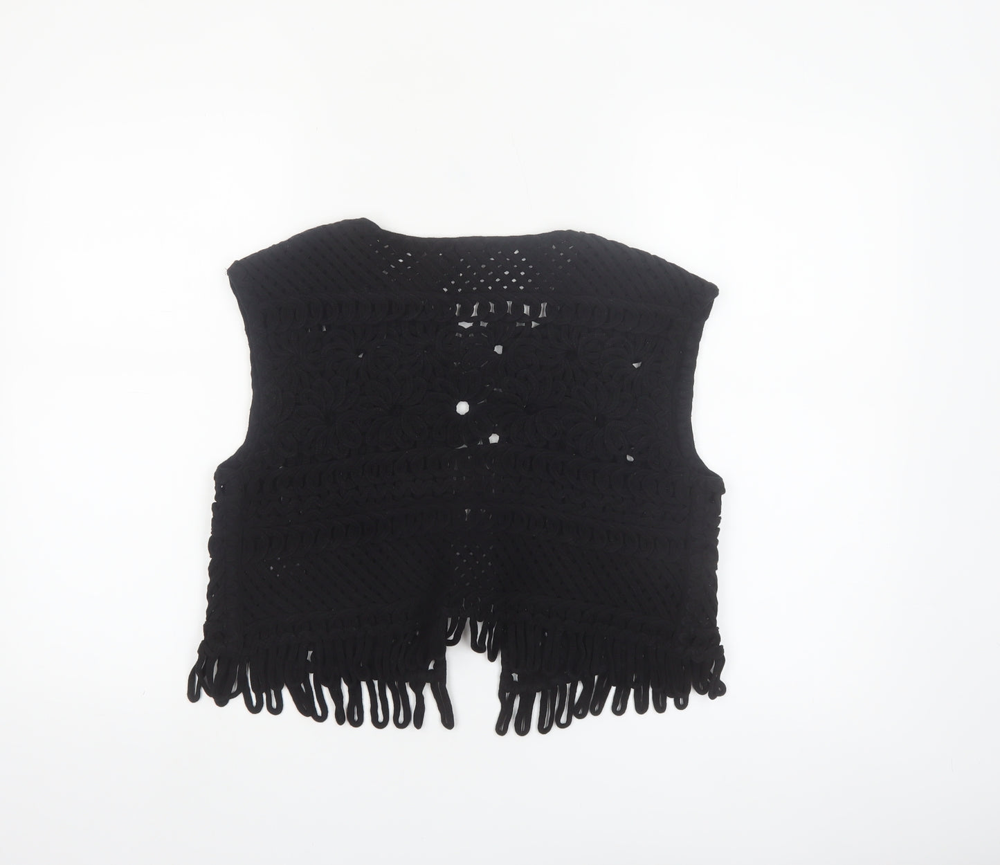 Marks and Spencer Womens Black Crochet Fringe Vest M