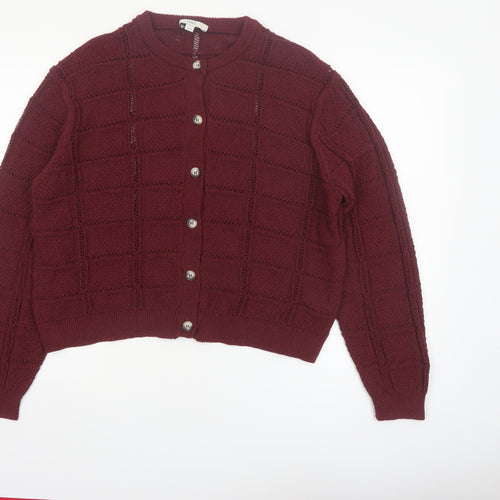 Marks and Spencer Women Red XL Knit Cardigan Crew Neck Jumper