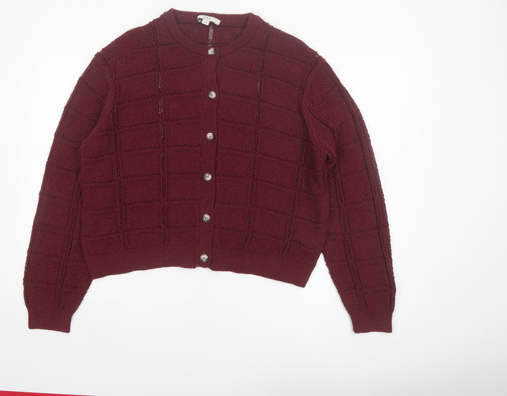 Marks and Spencer Women Red XL Knit Cardigan Crew Neck Jumper