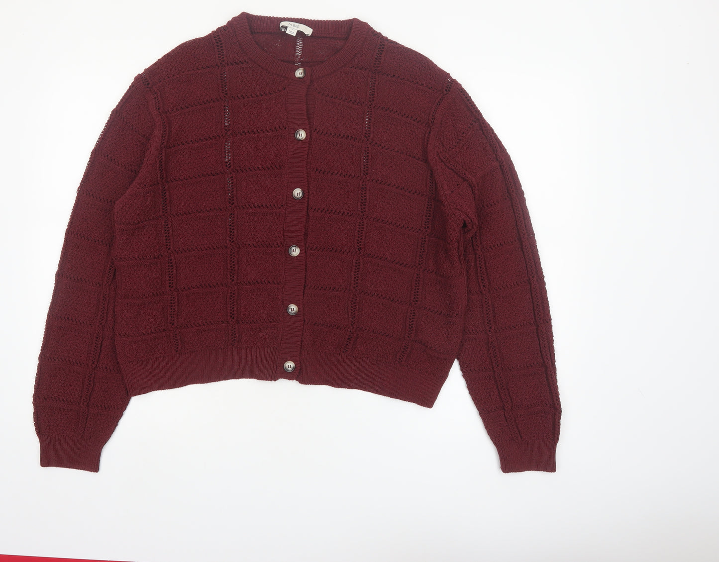 Marks and Spencer Women Red XL Knit Cardigan Crew Neck Jumper