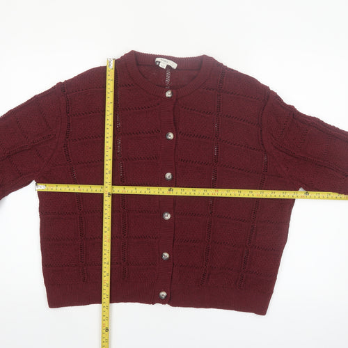 Marks and Spencer Women Red XL Knit Cardigan Crew Neck Jumper