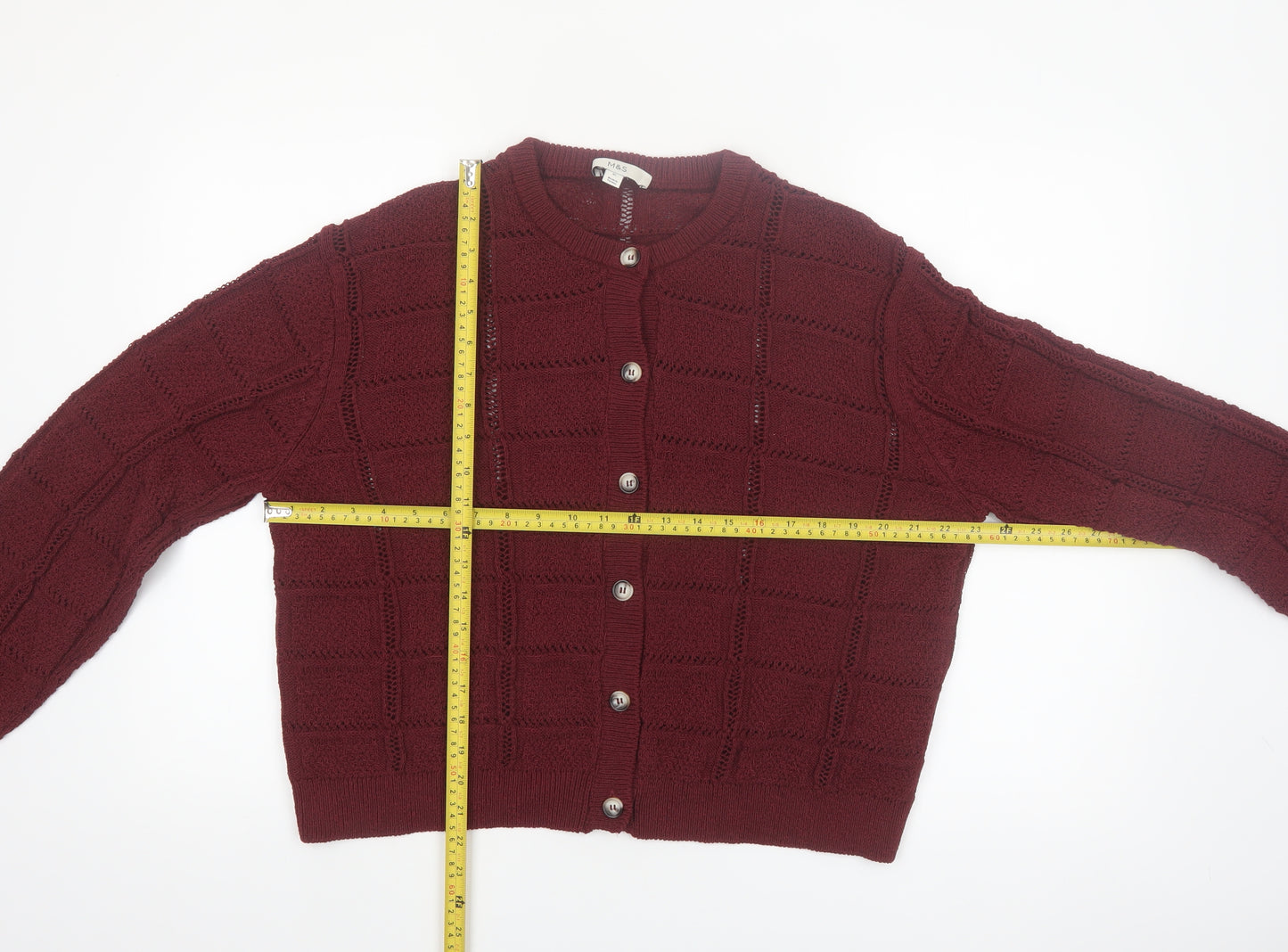 Marks and Spencer Women Red XL Knit Cardigan Crew Neck Jumper