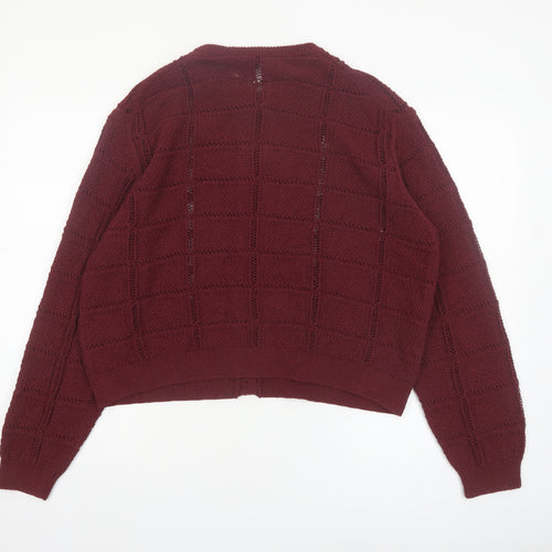 Marks and Spencer Women Red XL Knit Cardigan Crew Neck Jumper