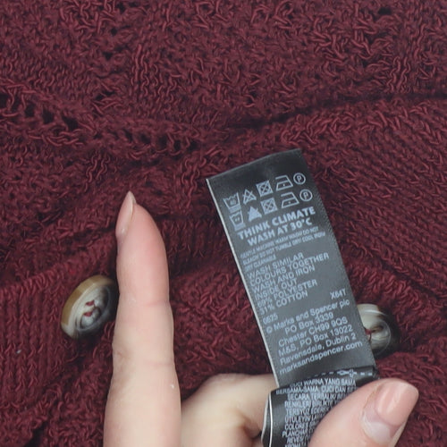 Marks and Spencer Women Red XL Knit Cardigan Crew Neck Jumper