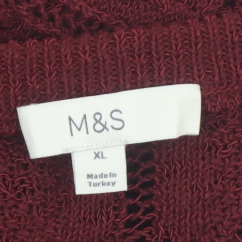Marks and Spencer Women Red XL Knit Cardigan Crew Neck Jumper