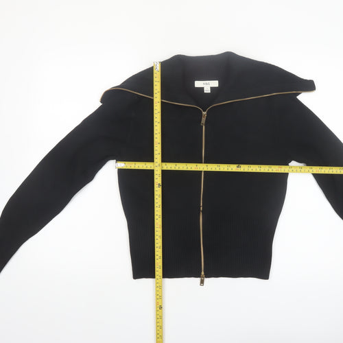 Marks and Spencer Women's Black Full Zip Knit Jumper Size S