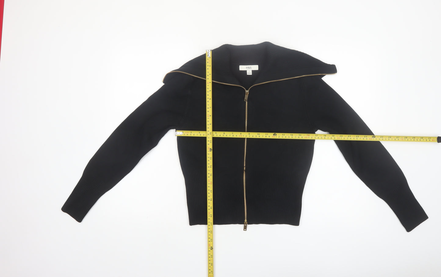 Marks and Spencer Women's Black Full Zip Knit Jumper Size S