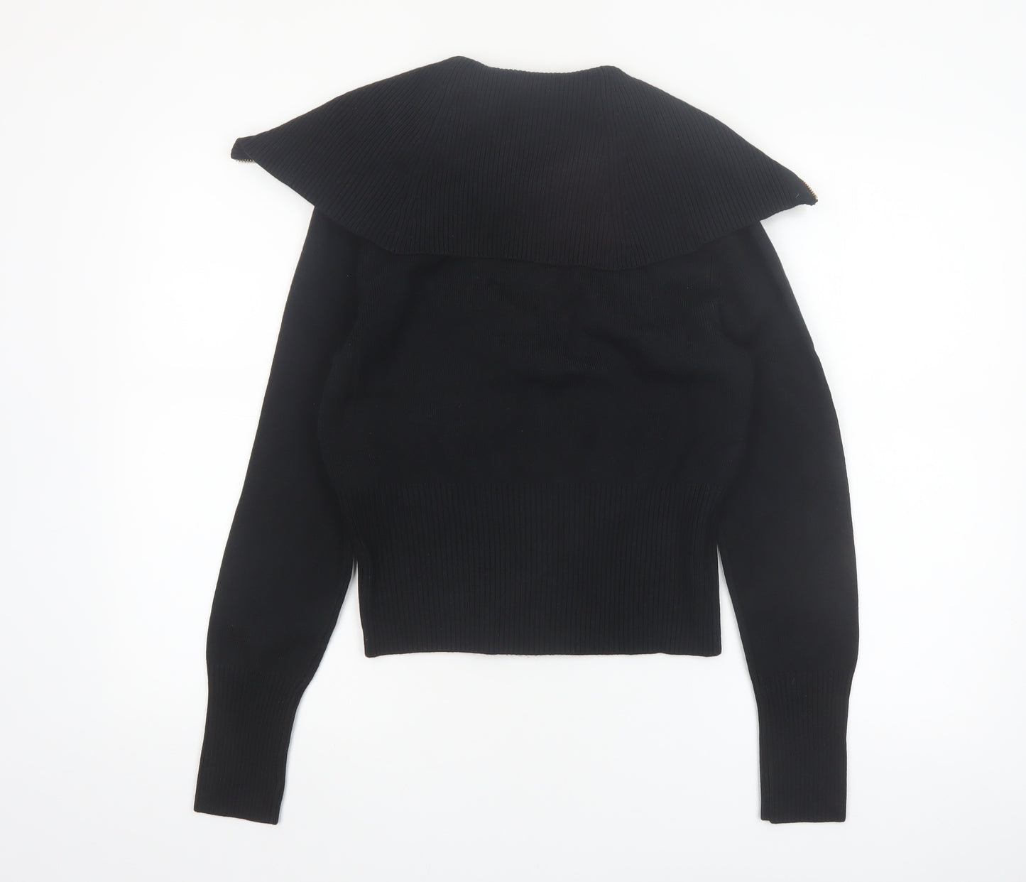 Marks and Spencer Women's Black Full Zip Knit Jumper Size S