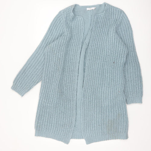 Cotton Traders Women Blue Size 16 Chunky Knit Open Long Cardigan