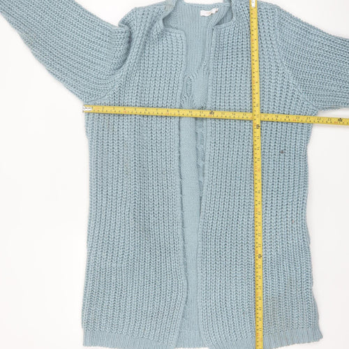 Cotton Traders Women Blue Size 16 Chunky Knit Open Long Cardigan