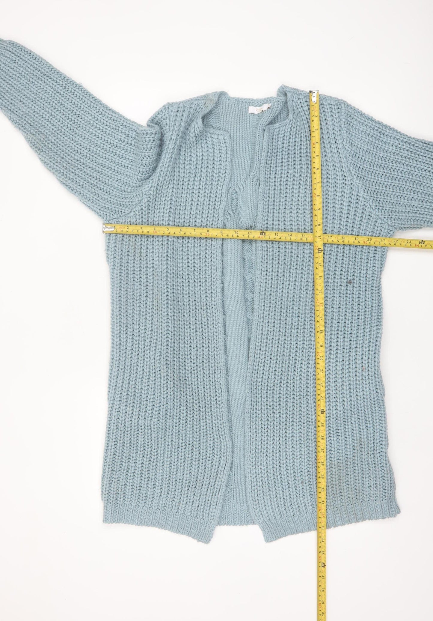 Cotton Traders Women Blue Size 16 Chunky Knit Open Long Cardigan