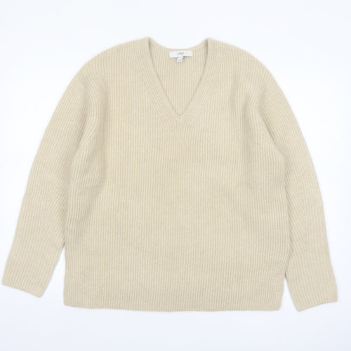 Marks and Spencer Womens Beige V-Neck Knit Jumper M