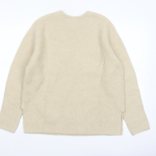 Marks and Spencer Womens Beige V-Neck Knit Jumper M
