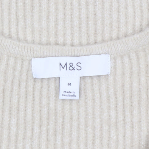 Marks and Spencer Womens Beige V-Neck Knit Jumper M