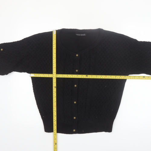 Atmosphere Women’s Black Cotton Short Sleeve Cable Knit Cardigan Size 14