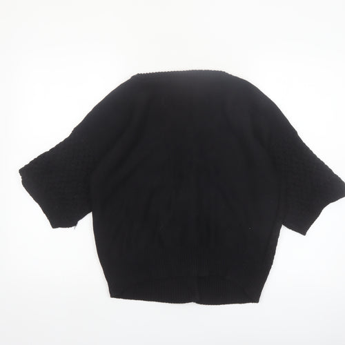 Atmosphere Women’s Black Cotton Short Sleeve Cable Knit Cardigan Size 14