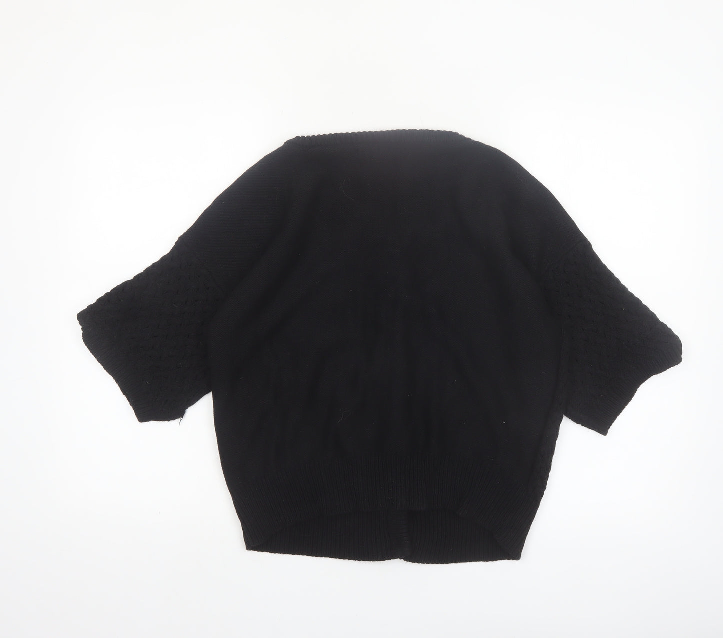 Atmosphere Women’s Black Cotton Short Sleeve Cable Knit Cardigan Size 14