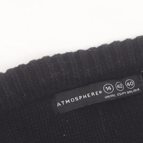 Atmosphere Women’s Black Cotton Short Sleeve Cable Knit Cardigan Size 14