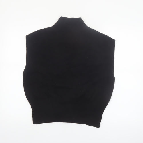 Mint Velvet Womens Black Mock Neck Sleeveless Knit Vest L
