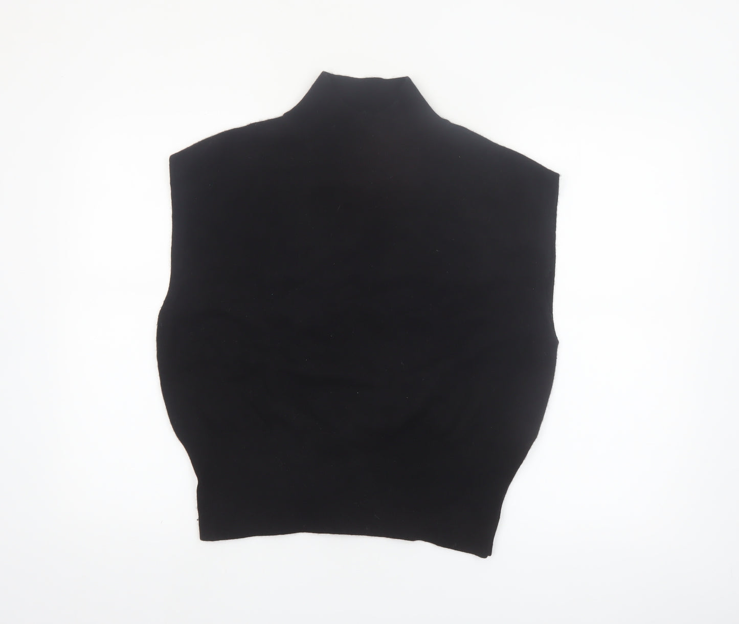 Mint Velvet Womens Black Mock Neck Sleeveless Knit Vest L