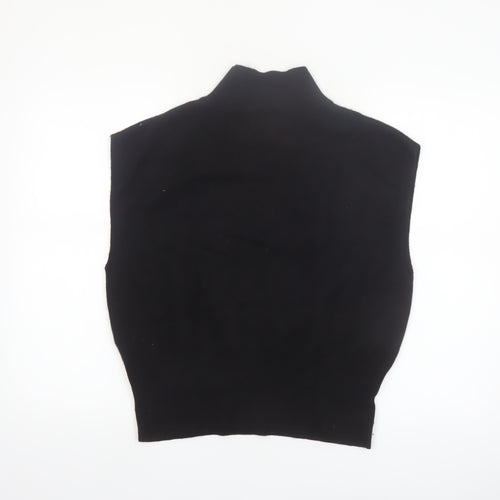 Mint Velvet Womens Black Mock Neck Sleeveless Knit Vest L