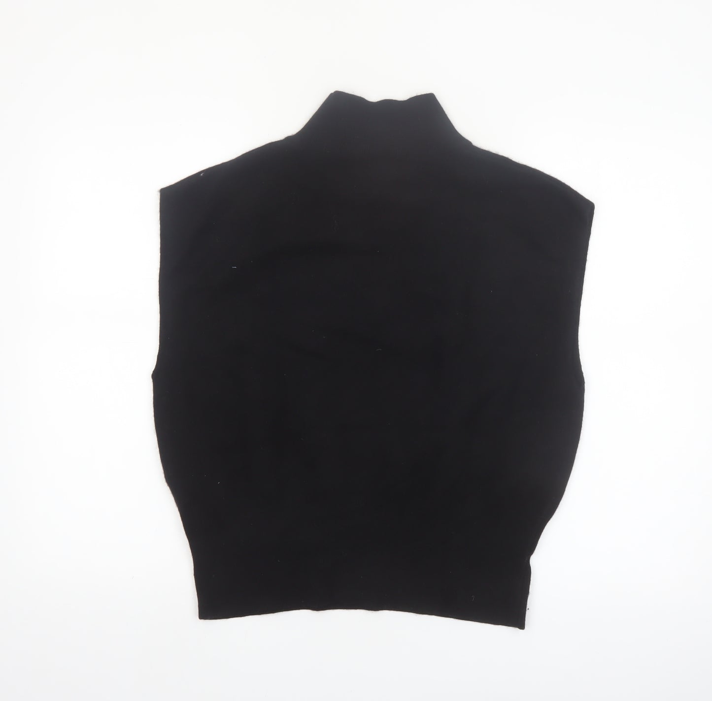 Mint Velvet Womens Black Mock Neck Sleeveless Knit Vest L