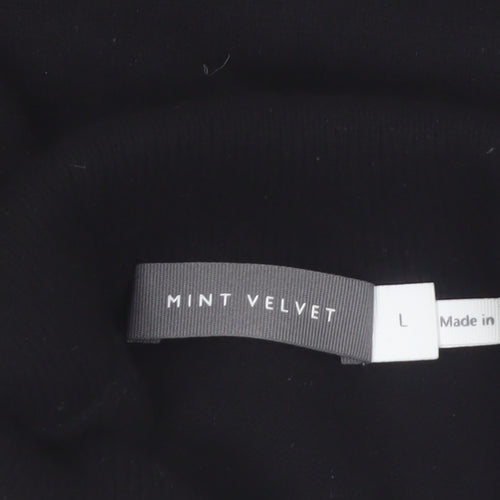 Mint Velvet Womens Black Mock Neck Sleeveless Knit Vest L