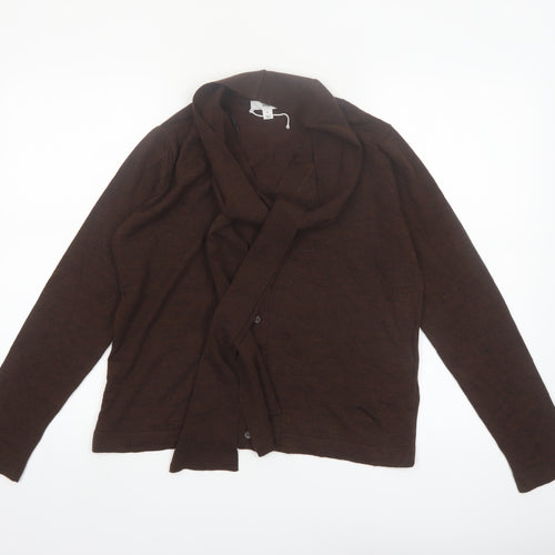 Marks and Spencer Women's Brown M Collared Knit Cardigan