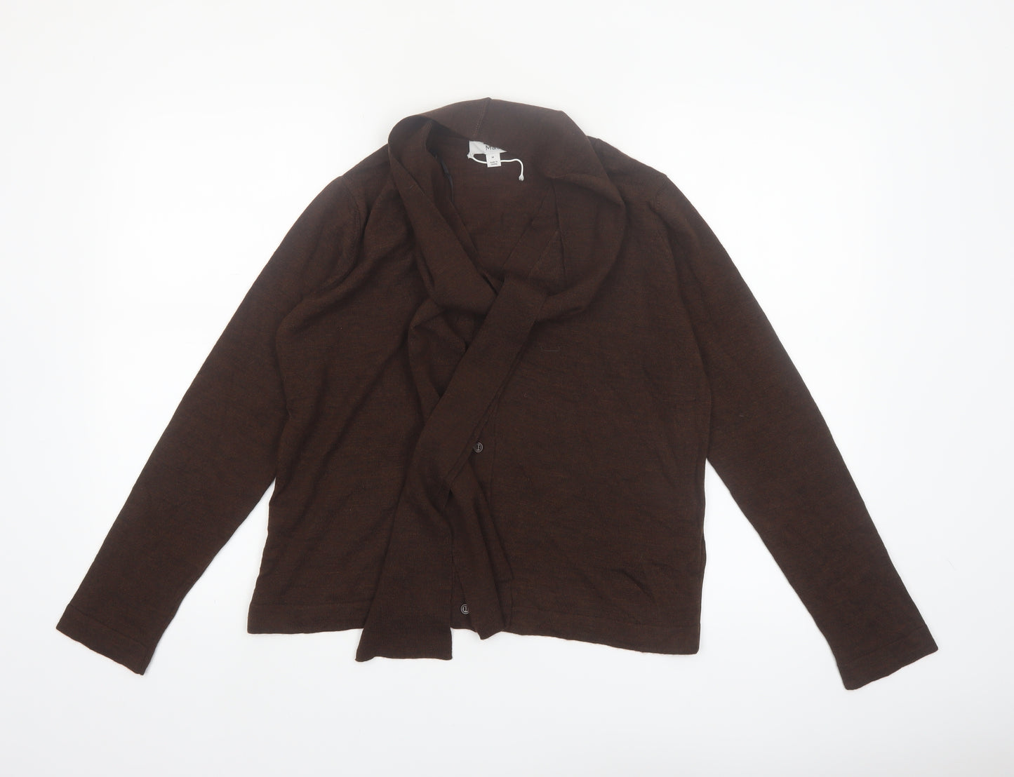 Marks and Spencer Women's Brown M Collared Knit Cardigan