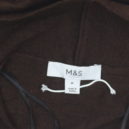 Marks and Spencer Women's Brown M Collared Knit Cardigan