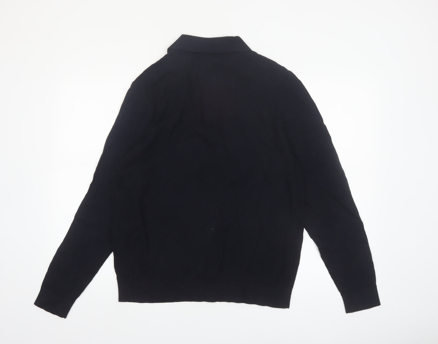 Marks and Spencer Men’s Black Cotton Modal Collared Henley Jumper L
