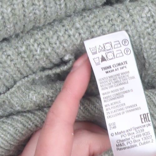 Marks and Spencer Women's Green Chunky-Knit Cardigan M
