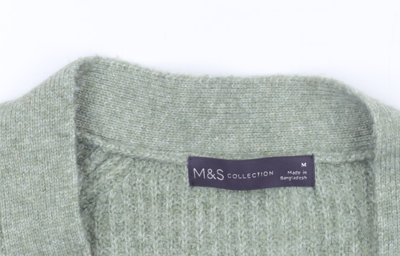 Marks and Spencer Women's Green Chunky-Knit Cardigan M
