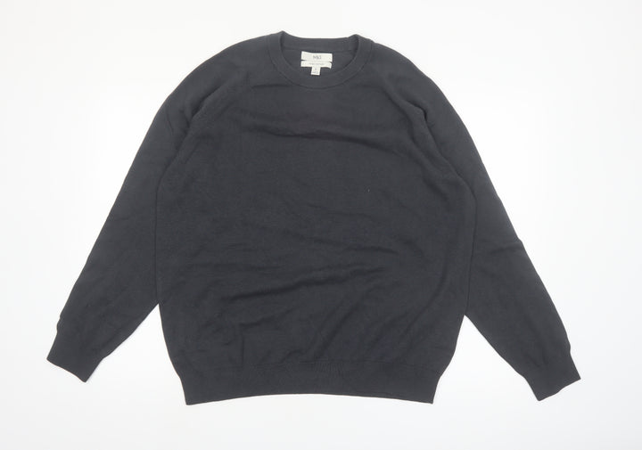 Marks and Spencer Men's Black XL Pure Cotton Crew Neck Jumper