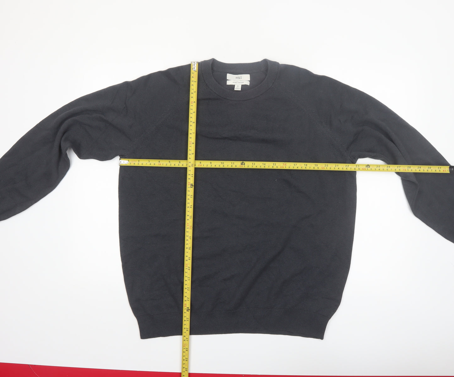 Marks and Spencer Men's Black XL Pure Cotton Crew Neck Jumper