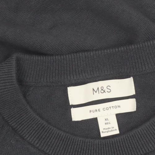 Marks and Spencer Men's Black XL Pure Cotton Crew Neck Jumper